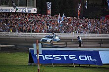 Petter Solberg on the Killeri super special stage of the Rally Finland