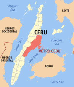 Mapa ng Cebu na nagpapakita ng Kalakhang Cebu