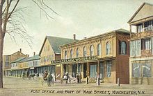 Postcard of town, 1909 Post Office, Winchester, NH.jpg