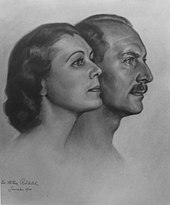 Portrait de profil d'un homme et d'une femme.
