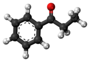 Propiofenon molekülünün top ve çubuk modeli
