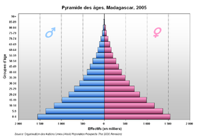 Piramide dell'età del Madagascar nel 2005