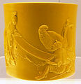 Pot à pinceaux de lettré, porcelaine de Jingdezhen. Dynastie Qing