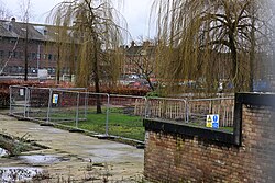 A view of the so-called "Tree Protection Zone" at the site of ongoing renovations at Queen's Gardens in Kingston upon Hull.