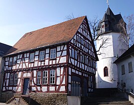 Former town hall and church