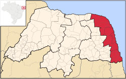 東波蒂瓜爾中區在巴西北里約格朗德州的位置
