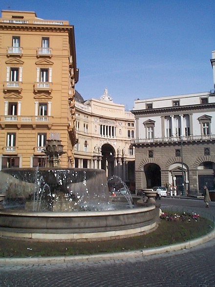 The San Carlo theater (building on right in photo) in Naples.