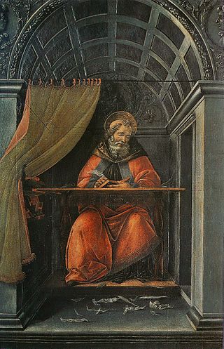 <i>Saint Augustine in His Study</i> (Botticelli, Uffizi) Painting by Sandro Botticelli