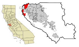Santa Clara County California Incorporated and Unincorporated areas Palo Alto Highlighted.svg
