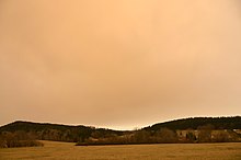 Saharan dust seen on Swabian Jura (Germany) Schwabische Alb, Saharastaub.jpg