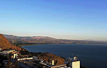 Sea of Galilee, viewed from a Tiberias hotel