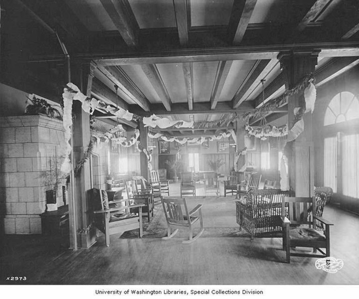 File:Seating area with craftsmen furniture and decorative buntings, Washington State Women's Building, Alaska-Yukon-Pacific (AYP 1171).jpeg