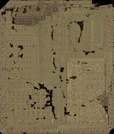 A Sharp SM510 processor die with top metal present, similar to the one used in the R-Zone.