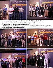 The award ceremony of the 2009 Chess960 world championship Siegerehrungen Chess Classic 2009.jpg