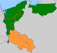 1945 - most of the pre-war German Silesia was transferred to Poland (area in orange, other areas transferred to Poland shown in green). Silesia in rt.GIF