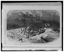 Illustration of the sinking of USS Oneida from 19 March 1870 edition of Frank Leslie's Illustrated Newspaper. Sinking of USS Oneida.jpg