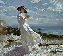 Grace reading at Howth Bay (c.1908-1912) Sir William Orpen - Grace reading at Howth Bay.jpg