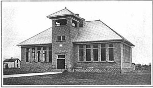 Two-room masonry school built c. 1914 in Osgood, Ohio Small school2.jpg