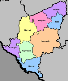 A map of the districts in Somogy County Somogy districts.png
