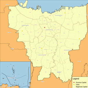 Administrative Map of Jakarta, showing all 44 districts