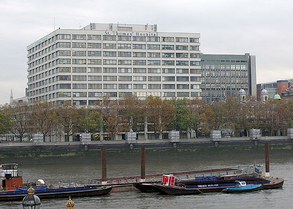 St Thomas' Hospital, located across the River Thames from the Houses of Parliament