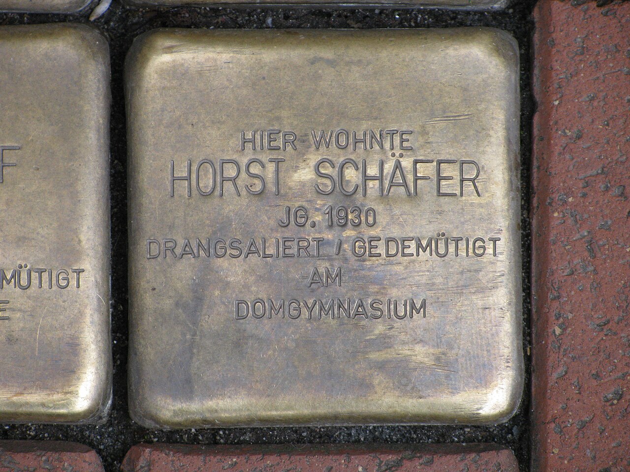 Stolperstein Horst Schäfer, 1, Große Straße 62, Verden, Landkreis Verden.jpg