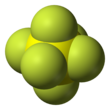 Spacefill-model van zwavelhexafluoride