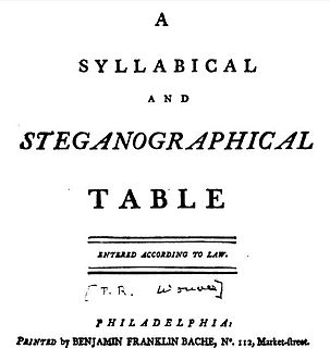 <span class="mw-page-title-main">Syllabical and Steganographical Table</span> Eighteenth-century work believed to be the first cryptography chart