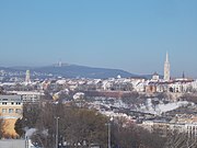 Tabán and Várnegyed (Castle Hill) neighborhoods from Gellért Hill North. - Budapest.JPG