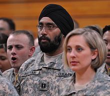 A number of Sikh soldiers in the United States Army have waivers permitting them to wear beards Tejdeep Singh Rattan.jpg