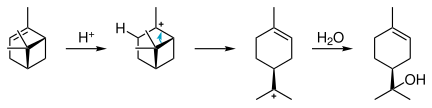 Terpineol composition from pinene