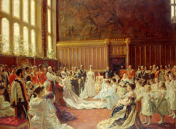 The Chapel Royal, St James's Palace, showing the marriage of the future King George V (1893), by Laurits Tuxen. Royal Collection.