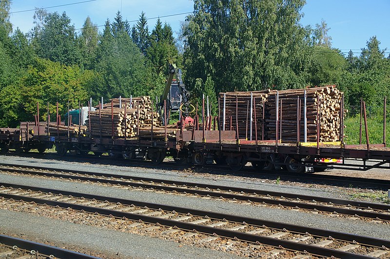 File:Timber train unloaded Finland.jpg