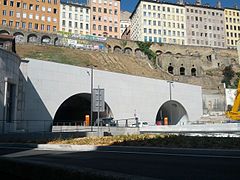 Vue de l'entrée Est (côté Rhône) du tunnel de la Croix-Rousse