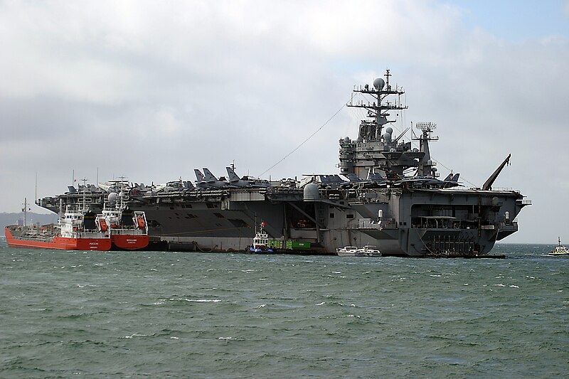 File:US Navy 050406-N-0000J-001 The Nimitz-class aircraft carrier USS Harry S. Truman (CVN 75) sits at anchor in Stokes Bay on the south coast of England during a scheduled port visit.jpg