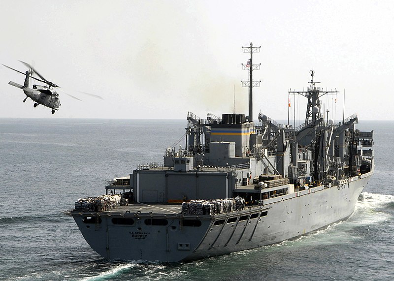 File:US Navy 090217-N-3392P-032 The Military Sealift Command fast combat support ship USNS Supply (T-AOE 6) conducts a vertical replenishment with the amphibious dock landing ship USS Carter Hall (LSD 50).jpg