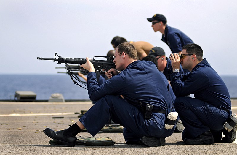 File:US Navy 090424-N-7280V-260 lectronics Technician 2nd Class Daniel Vogel aims at a target with an M16 assault rifle.jpg