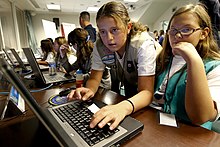 Girl scouts compete in the USS California Science Experience at Naval Surface Warfare Center Corona Division. US Navy 101106-N-8863V-113 Girl Scouts compete in the Mission Ocean Challenge during the USS California Science Experience at Naval Surface Warfare.jpg