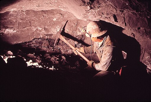 Historical method of underground uranium mining, Nucla, Colorado, 1972