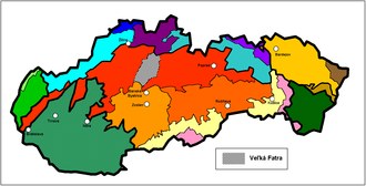La Grande Fatra sur la carte géomorphologique de la Slovaquie