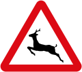 European road sign warning of wild animals. Germany, Poland, Latvia, Spain, Turkey, among other countries, use a very similar sign.