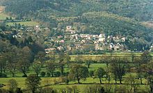 A view of Trefriw from across the valley, near Llanrwst