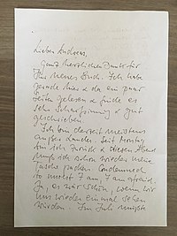 W.G. Sebald to Andreas Dorschel, June 2001, page 1