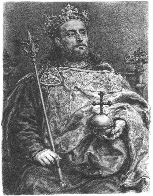 Bohemian king Wenceslaus II as the King of Poland, a romantic drawing by Jan Matejko (1892)