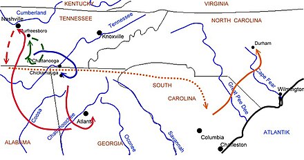 Movements of the Army of Tennessee, 1862 until 1865 Weg der Tennessee-Armee.jpg