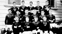 The Wellington Provincial team which defeated Australia in 1905 by 23 points to 7 at Athletic Park. Cross is in the back row on the left. Wellington Province v Australia 19 Aug, 1905.png