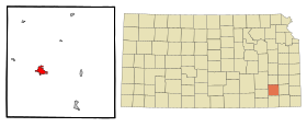 Wilson County Kansas Incorporated and Unincorporated areas Fredonia Highlighted.svg