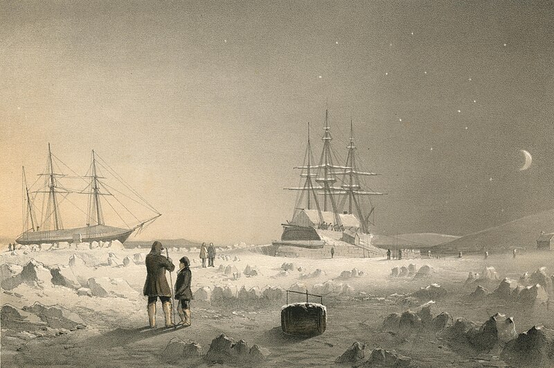 File:'Assistance' and 'Pioneer' in winter quarters, 1854 by Walter William May.jpg