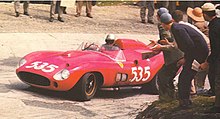 Piero Taruffi during the 1957 Mille Miglia 1957-05-12 Mille Miglia winner Ferrari 315 Taruffi 0684.jpg