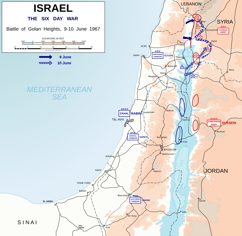 التطورات في الاستراتيجية العسكريه الاسرائيلية خلال ستة عقود 800px-1967_Six_Day_War_-_Battle_of_Golan_Heights.svg